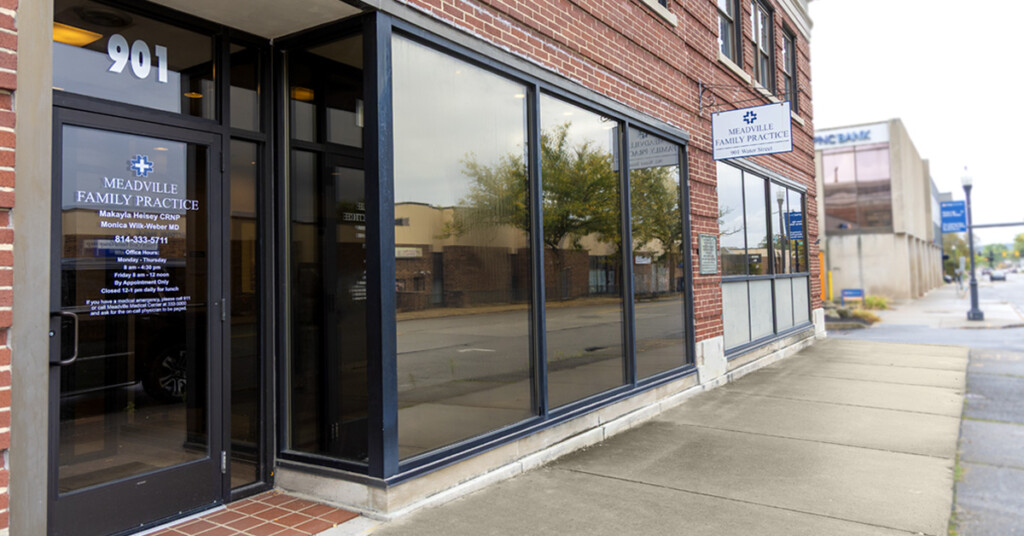Exterior shot of Meadville Family Practice on Water Street looking toward Arch Street
